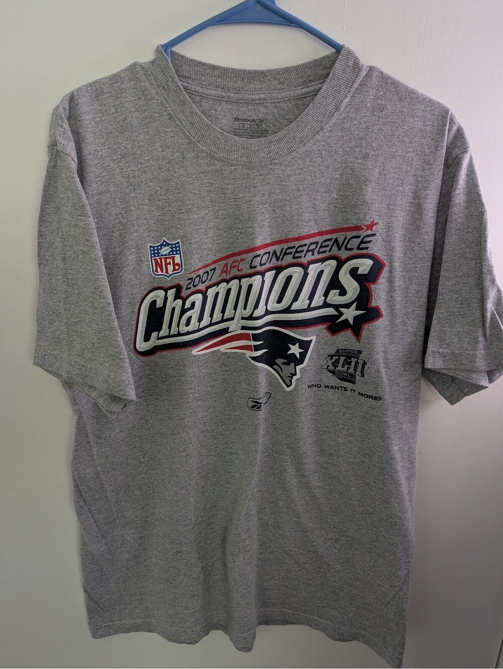 2007 Reebok New England Patriots AFC Champions T-Shirt Gray